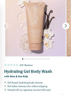 Kopari Tahitian Vanilla Hydrating Gel Body Wash — Beige Tube